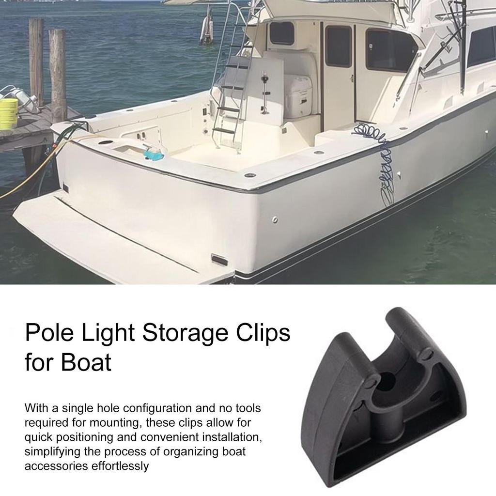 Marine Pole Light Storage Clips Black Boat Pole Light Holder Holder For Hook Organization Deck Wall Marine Ship Dock Kayak