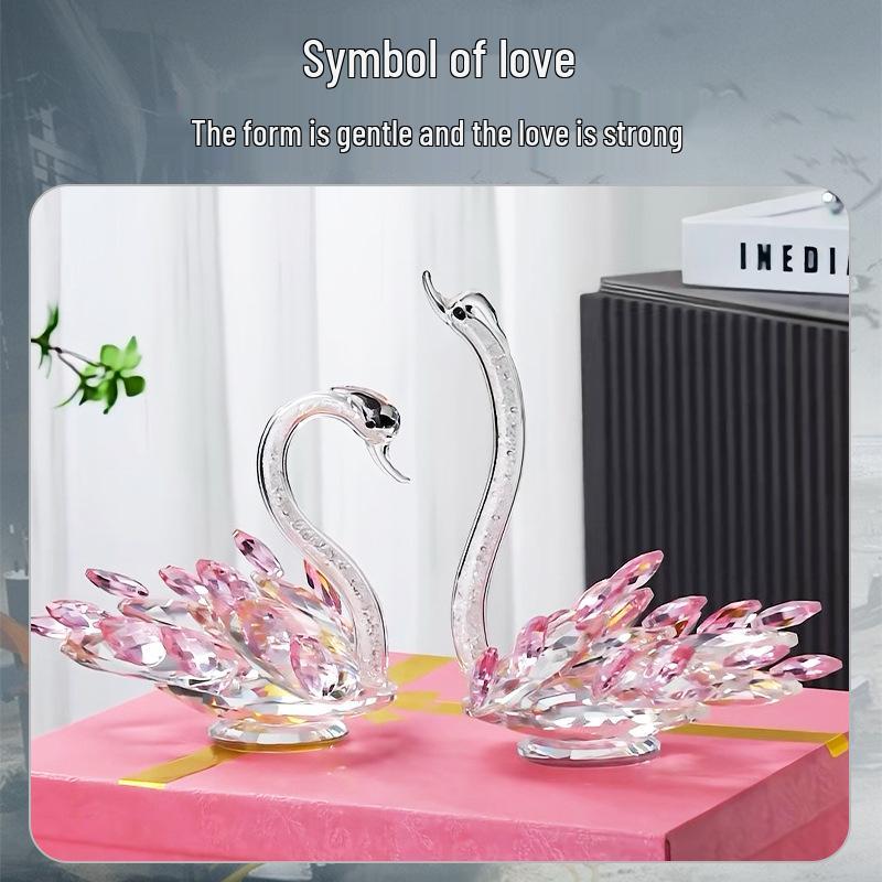 

Crystal Swan Ornaments - Elegant Wedding Gifts & Home Decor for Living Room & Wine Cabinet
