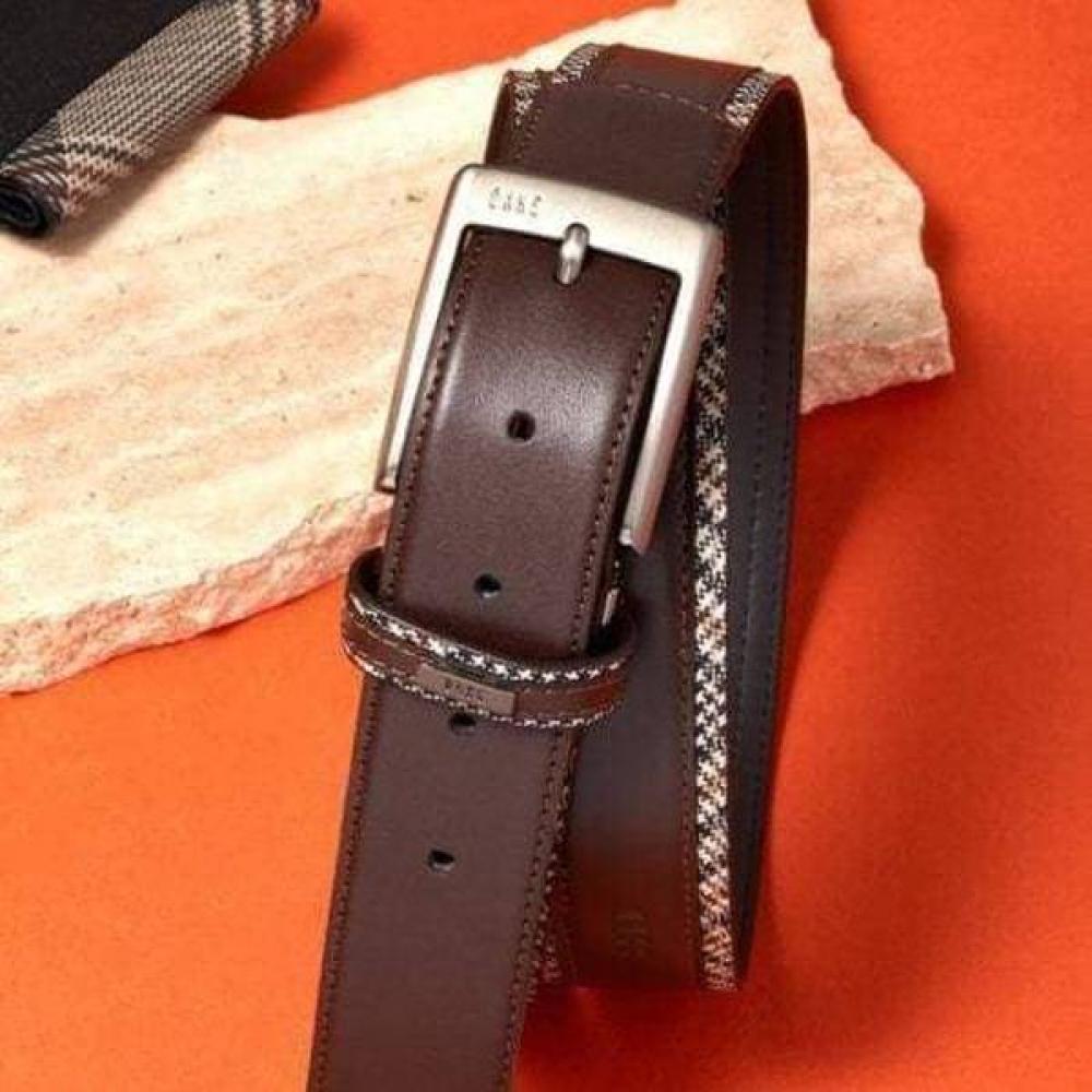 Daks Dark Brown Check Strap   Hook Leather Belt Dbbe6e722w3 Single option