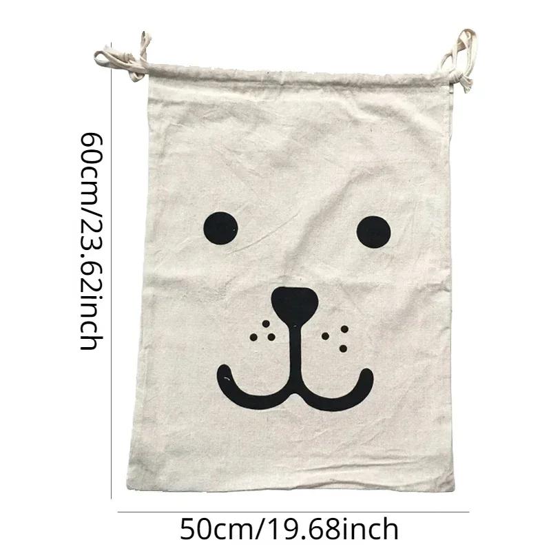 Leinen Baumwolle Wäschebeutel Tierstreifen Rucksack mit Kordelzug Cartoon Spielzeug Aufbewahrungstasche Kordelzug Schmutzwäschebeutel Organizer Tasche