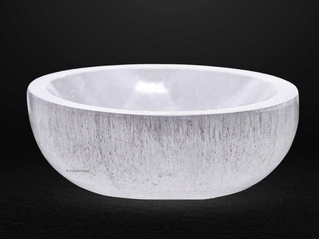 Certified Selenite Bowl to Charge Crystal - 4" Round Original Selenite Plate Selenite Crystal Bowl for Energy Cleansing and Recharging - Premium