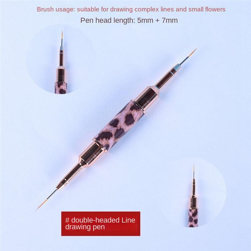 

Classy-Double Head Nail Art Brush For Nails Super Fine Metal Handle Professional Nail Design Brush Set