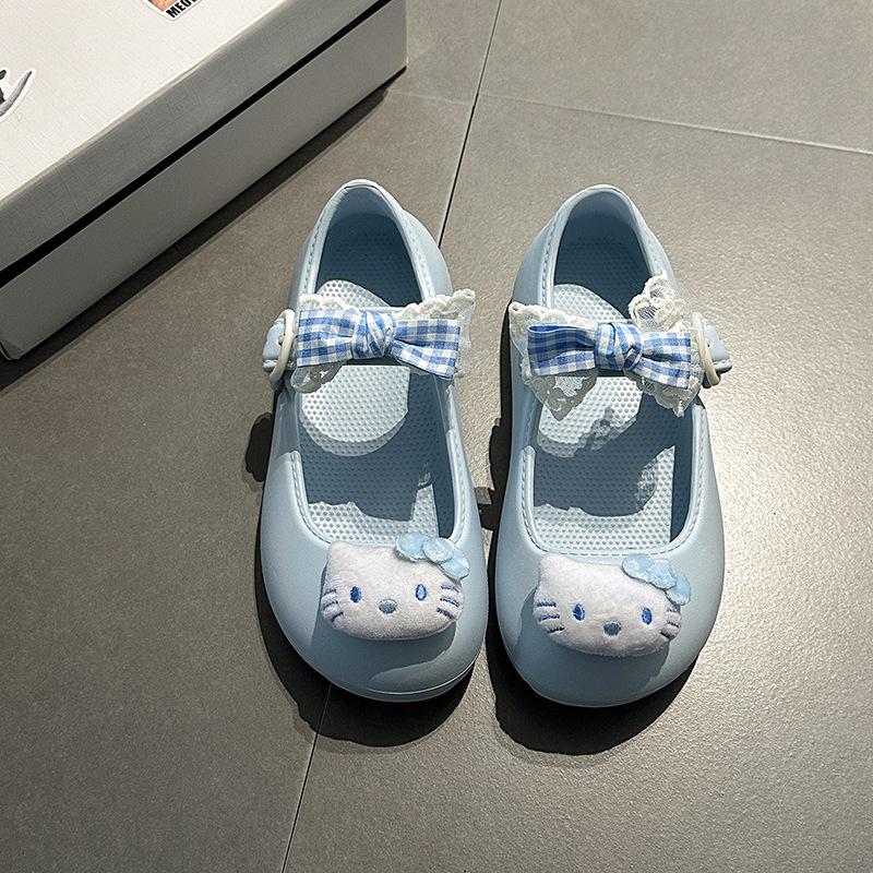 Cute cartoon bow Mary Jane shoes women 2025 summer new Hello Kitty outer wear bag head sandals single shoes