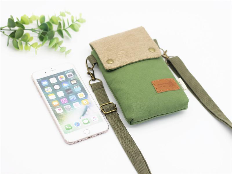 Solid Color Canvas Crossbody Phone Bag - Women's Shoulder Purse