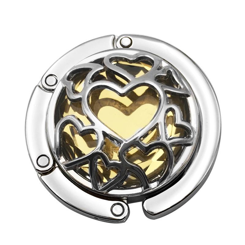 Heart-Shaped Crystal Mesh Folding Bag Hook