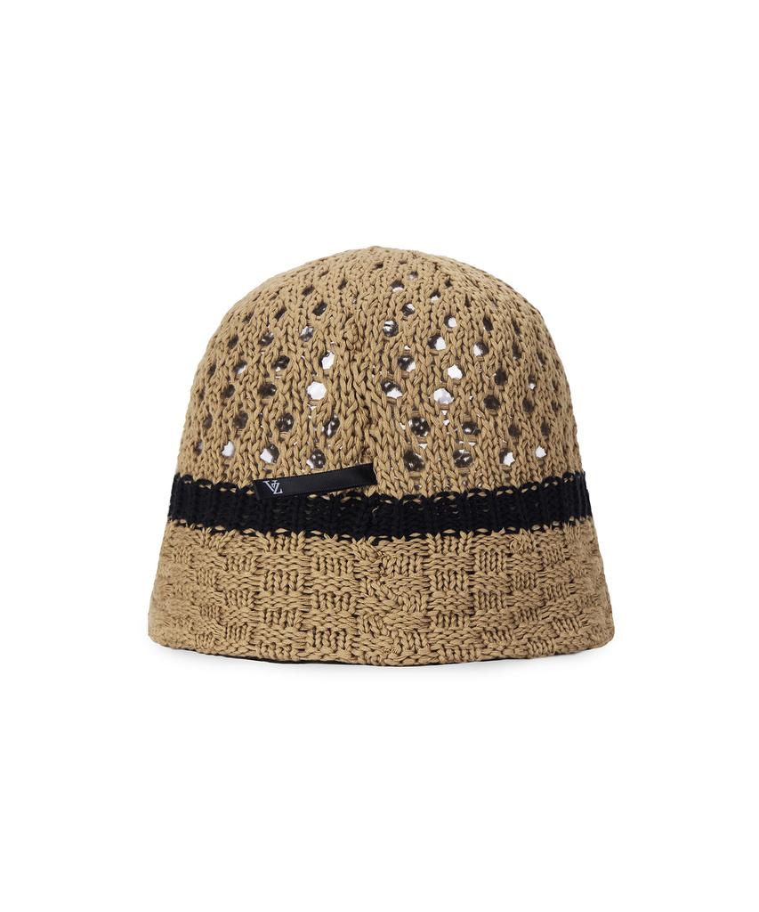 Bajal Vz Long Label Half Punching Bucket Hat Beige