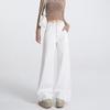 Women's White High-Waisted Wide-Leg Floor-Length Jeans - 2025 Autumn/Winter Loose Slimming Fit