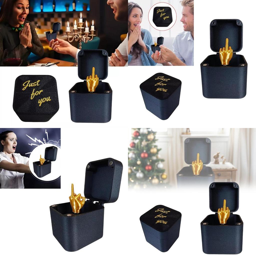 Geste de doigt d'honneur amusant dans une boîte Cadeau de Noël unique Design moderne minimaliste Pour tout le monde