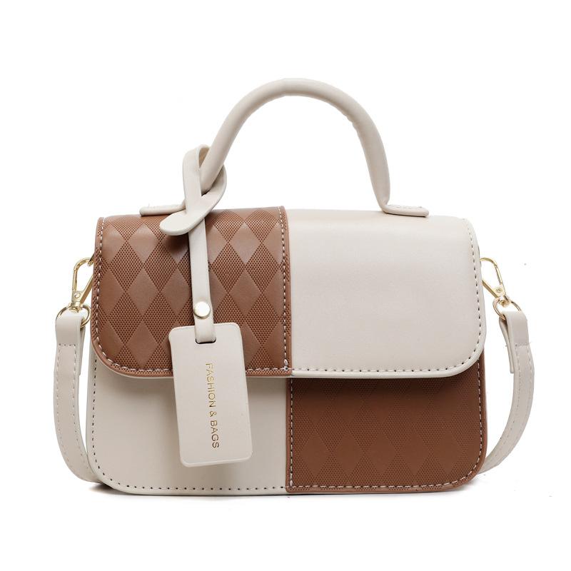 Popular Fashion Splicing Texture Summer Commuter Trend Shoulder Crossbody Portable Small Square Bag Women