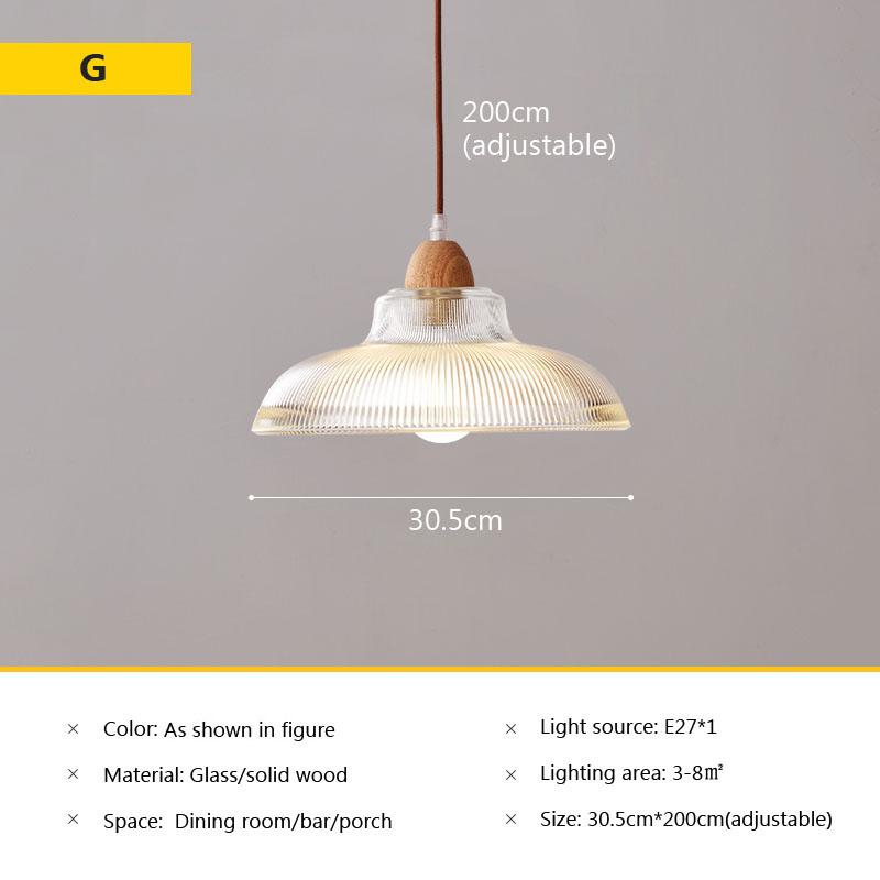 Nordic glass pendant lamp Japanese log wind cafe restaurant three small chandelier bedroom bedside bar dining table lamps