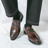 Men Retro Loafers Leather Shoes Formal Business Flats Slip on Shoes Wedding Dress Prom Black Shoes Large Size