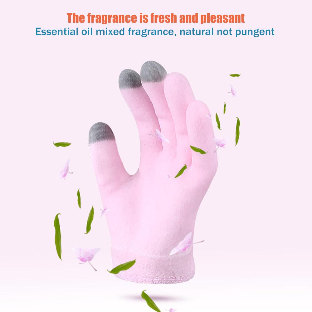 1 Paar wiederverwendbare SPA-Gel-Handschuhe, feuchtigkeitsspendende, aufhellende, samtig glatte Schönheits-Handpflege-Silikon-Touchscreen-Handschuhe