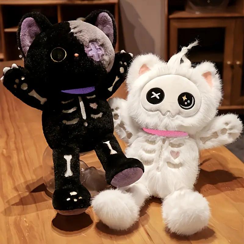 35Cm 2 Colors Skeleton Cat Plush Toys Unique Cat Stuffed Animals Halloween Skeleton Cat Plush Doll Eid Mubarak Halloween Gifts