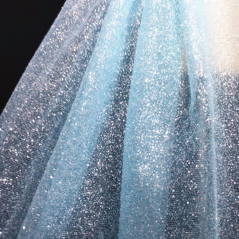 Glitter Mesh Tulle Fabric By The Meter for Clothing Wedding Dress Shirt Veil Background DIY Sewing Decoration Cloth Blue Pink