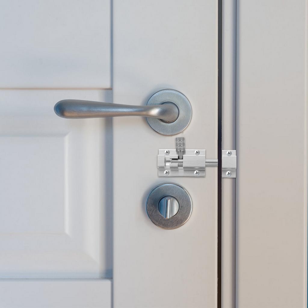 Door Lock Bolt Door Bolt Aluminium Alloy Punch-Free Bedroom Room Door Anti-Lock Latch Bathroom Household Hardware Accessories