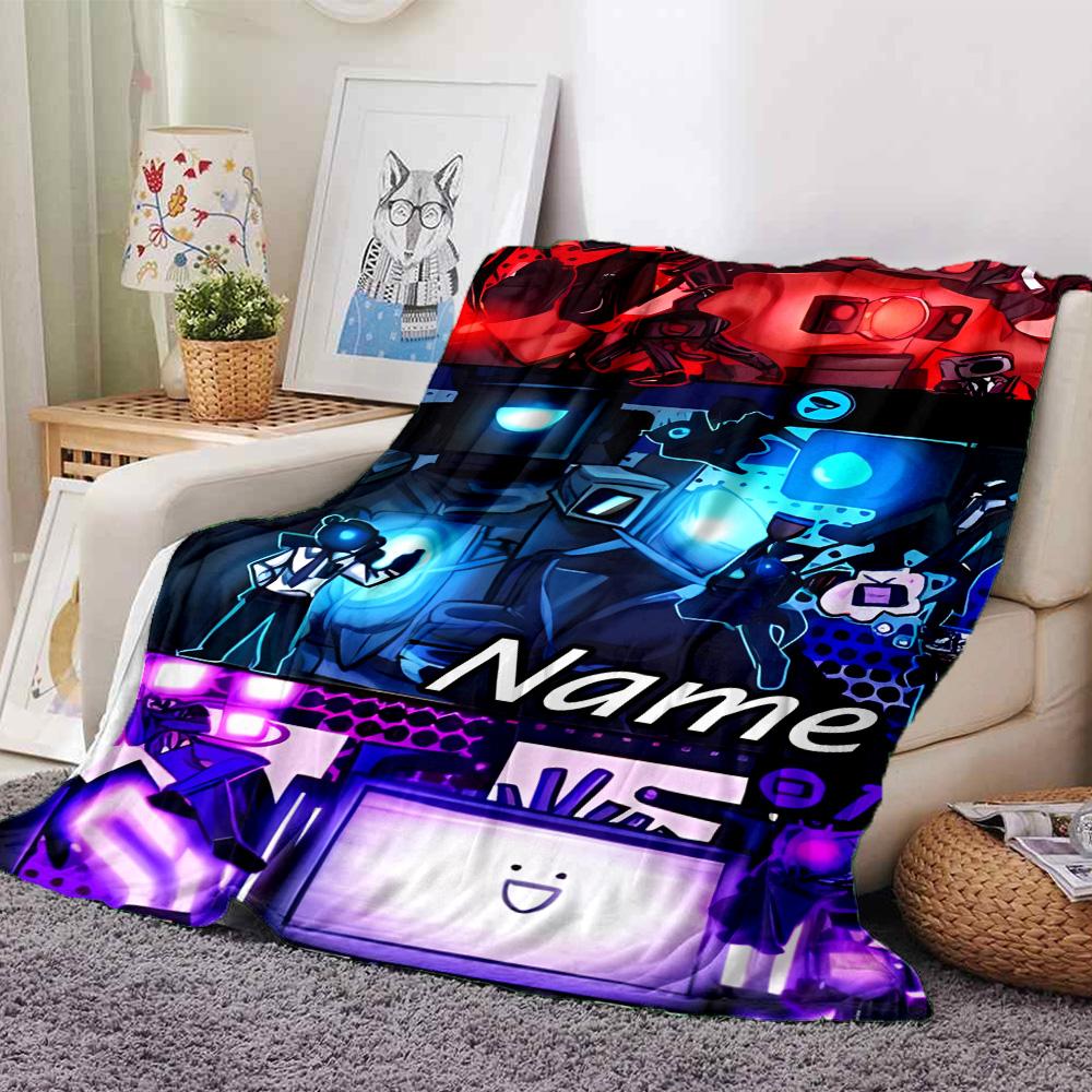 Customiz Name Personality Skibidi Toilet Blanket Soft &Warm Sofa Office Bed Travel Lunch Break Blanket, Gift Suitable All Seasons