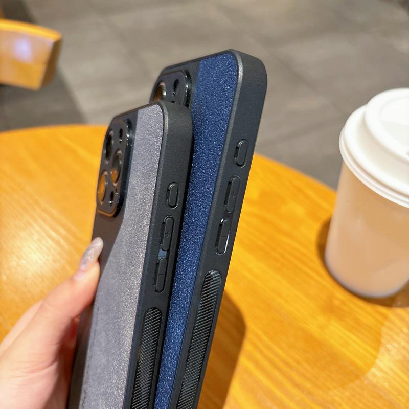 Color Matching PU Leather Phone Cover For iPhone 16 Pro Max 15 Pro 14 13 12 11 Matte Shockproof TPU Hard Slim Case