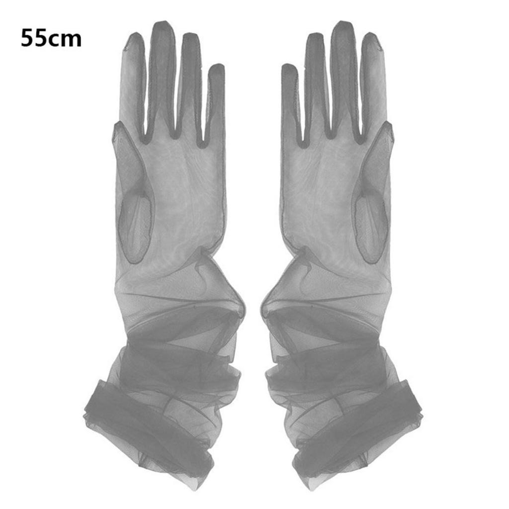 Kvinner Brude Transparent Tyll Full Finger Lange hansker Votter for bryllupsfest fotografering tilbehør