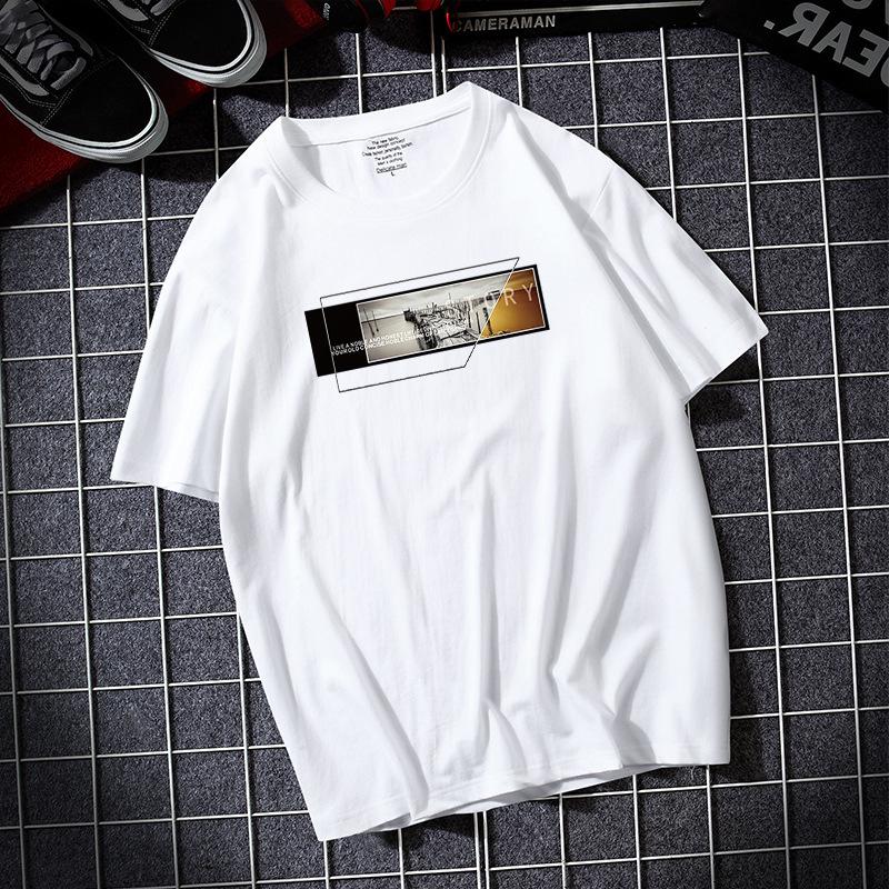 

Мужская модная футболка с короткими рукавами, 100% хлопок, повседневная футболка, размер S-6XL, большой размер 6XL белый