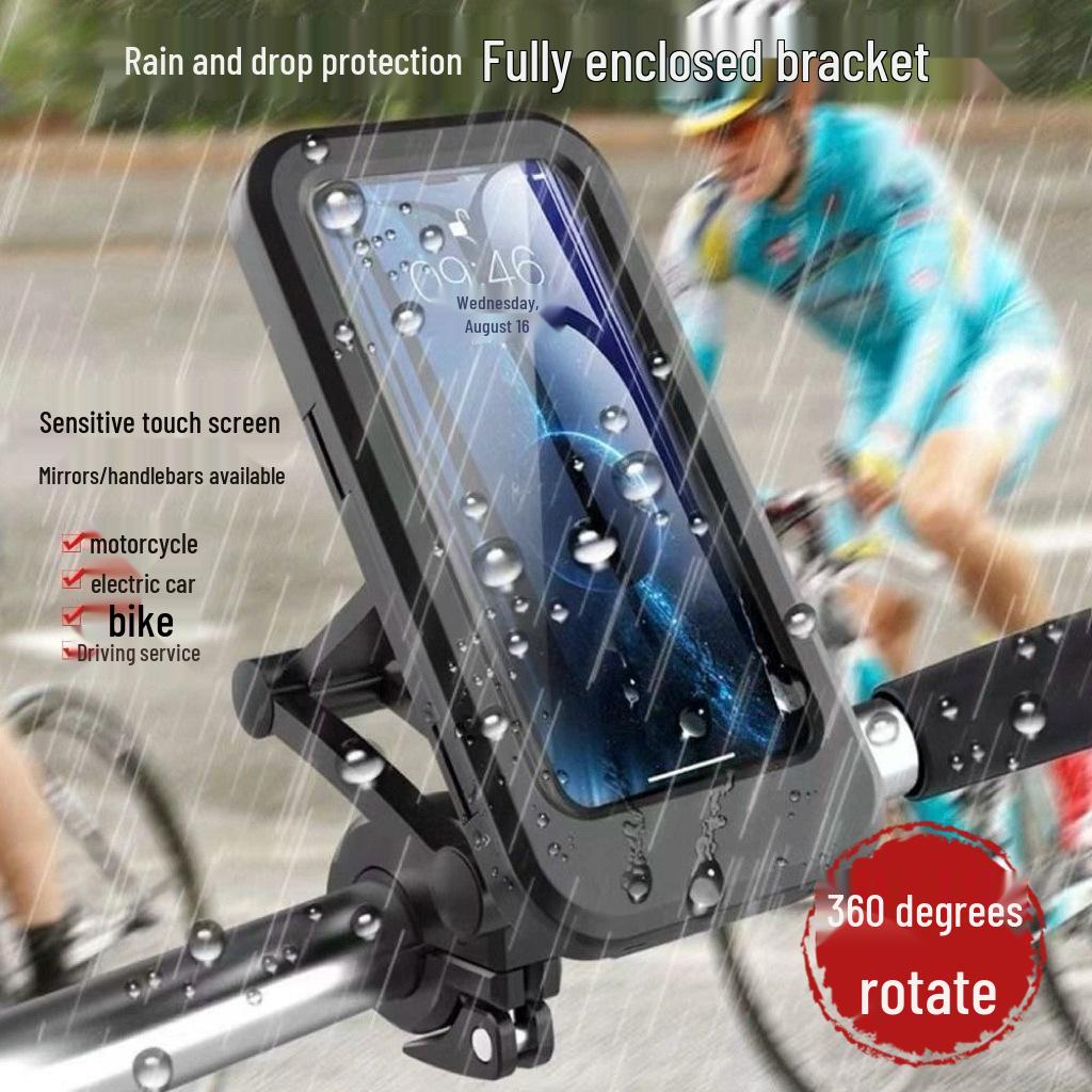 Waterproof Shockproof Mobile Phone Holder for Delivery Riders - Fits Electric Scooters, Motorcycles, and Bicycles