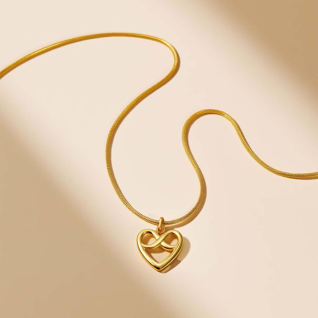 Schickes Herzförmiges Unendlichkeit Anhänger Halskette für Damen, Vergoldete Edelstahl Schlangenketten Halsketten, Modeschmuck Geschenk