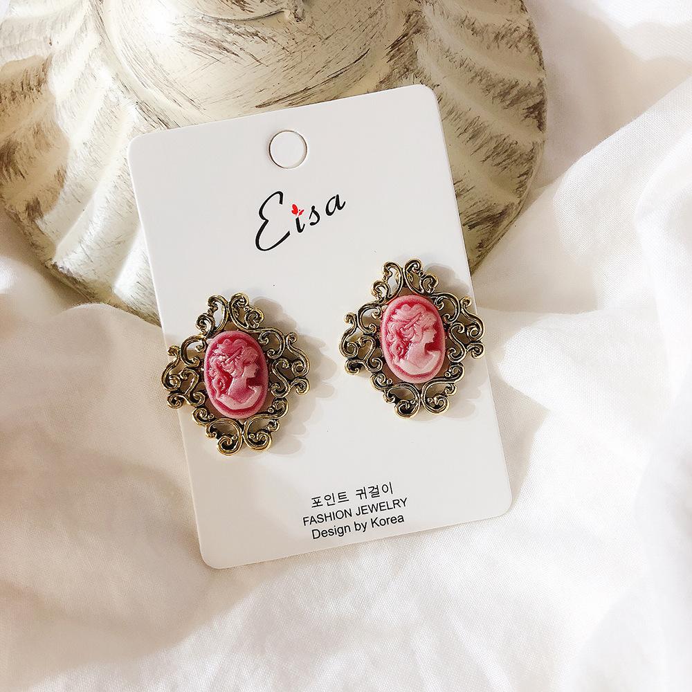 Fashion Classic Pink Color Crystal Enmale Earrings For Women Girls Exquisite Design Pendant Flower Ear Rings Jewelry Accessories