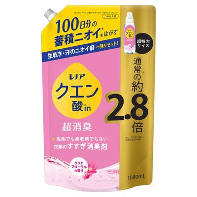 Lenor Citric Acid Super Deodorizing Rinse Deodorizer, Clear Floral, Refill, 1080ml