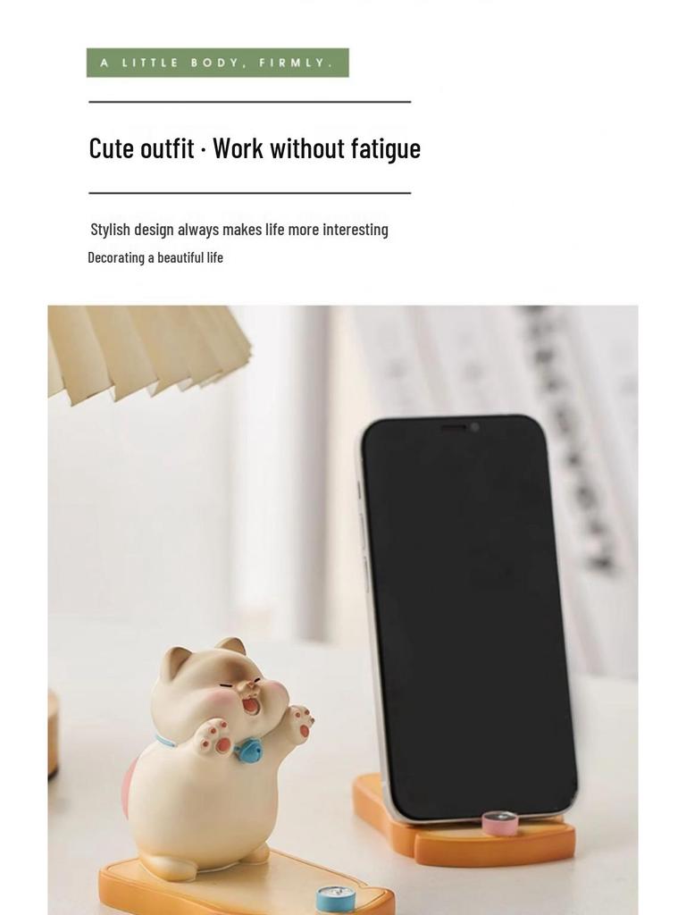 Adorable Cat Phone Holder for Office Desk - Stable Desktop Decoration Ornament