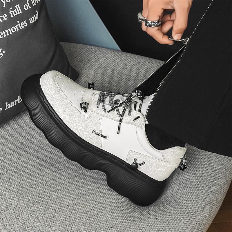 Fashion Thick Soled Casual Men's Shoes NEW Trendy and Versatile Styles Outdoor Street Walking White Handsome Youth Daily Shoes Hot