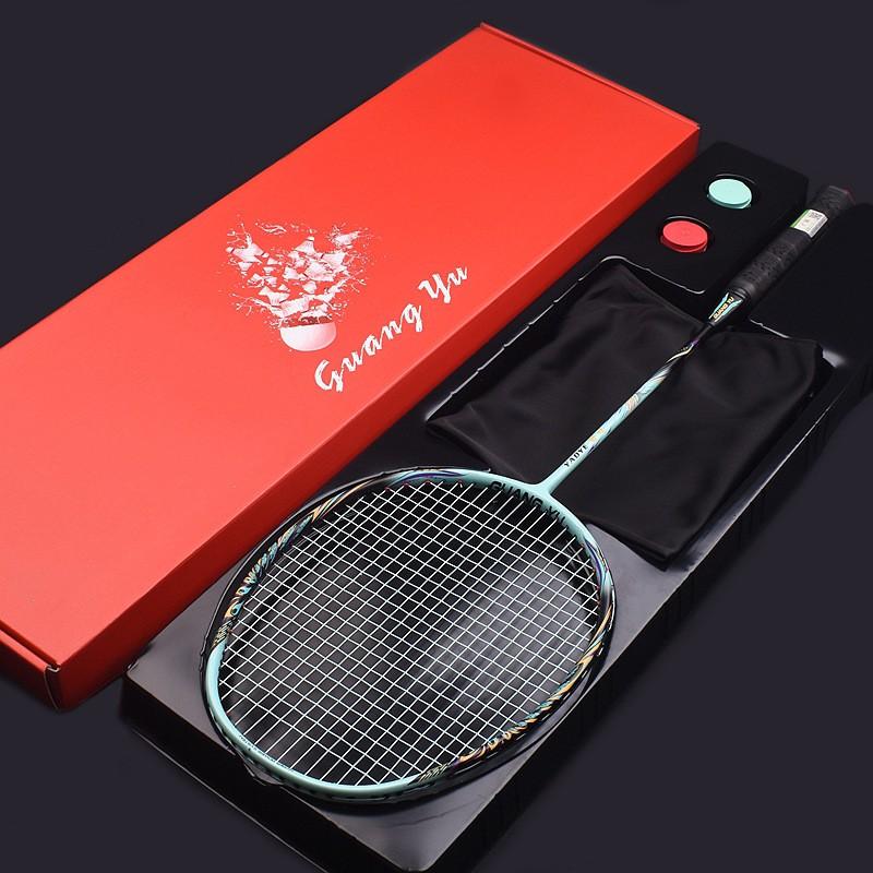Professional Carbon Fiber Badminton Racket 32 Lbs Training Set Amateur Intermediate Players
