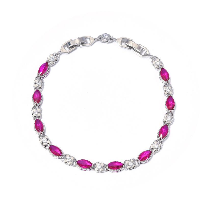 

Корейская версия браслета с синими драгоценными камнями, прямоугольный, легкий, роскошный, чисто ручной набор с геометрическим цветным цирконом Length 18.5 cm + 3 cm extension buckle