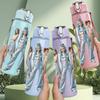 1PC Three Denim Style Young Ladies 750ml Color Plastic Sports Water Bottle Leakproof Flip Straw Lid Suitable for Sports Office Home Use