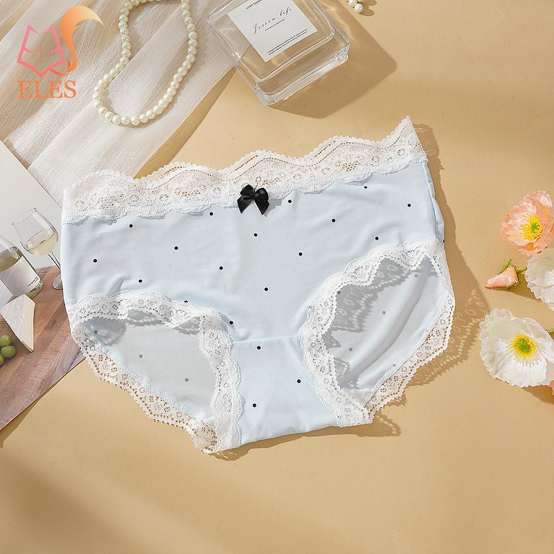 Polka Dot Pure Cotton Panties for Women Retro Cute Lace Trim Pure Cotton Crotchunderwear Soft and Breathable Underpants Hip-hugging Briefs for Women