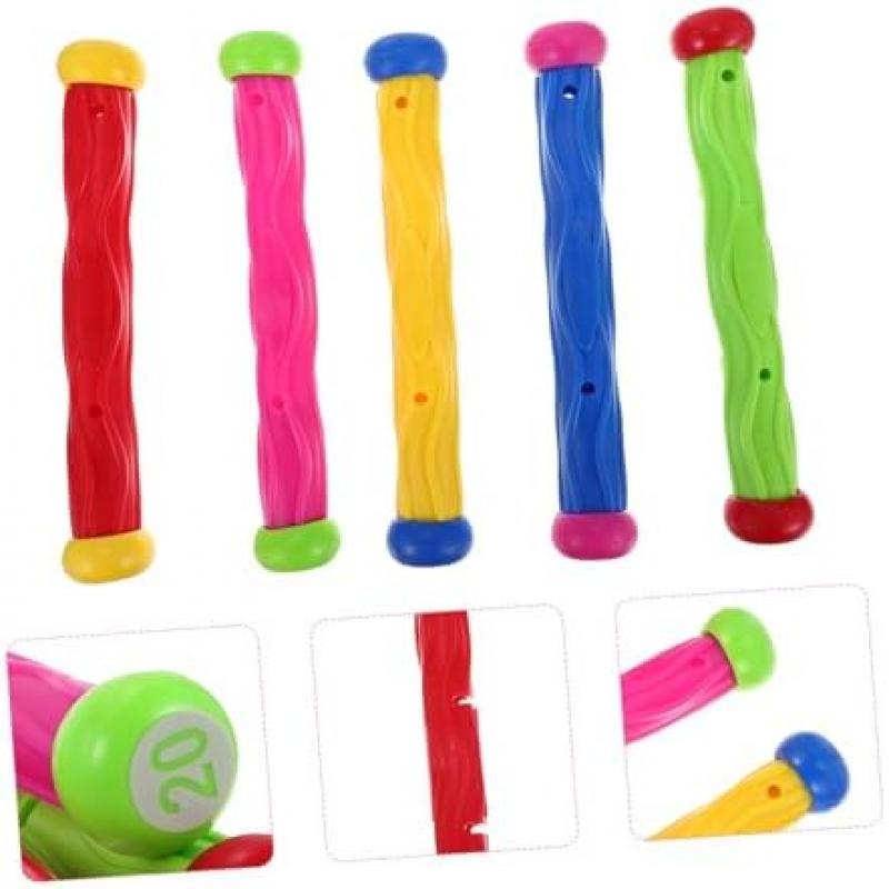 BESTonZON 5-Piece Colorful Dive Rings Set, Durable Plastic Pool Diving Toys, Safe & Skin-Friendly, Promotes Swimming Fun & Diving Skills