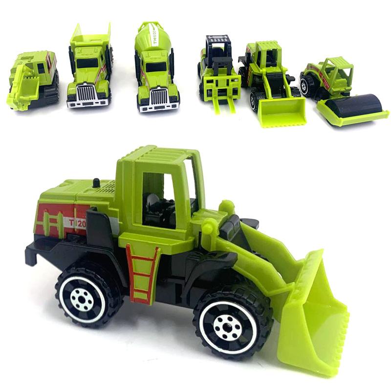 6Pcs/Set Educational Toys Alloy Plastic Engineering Truck Car Construction Model Vehicle Loader Tractor Excavator For Kid Gifts