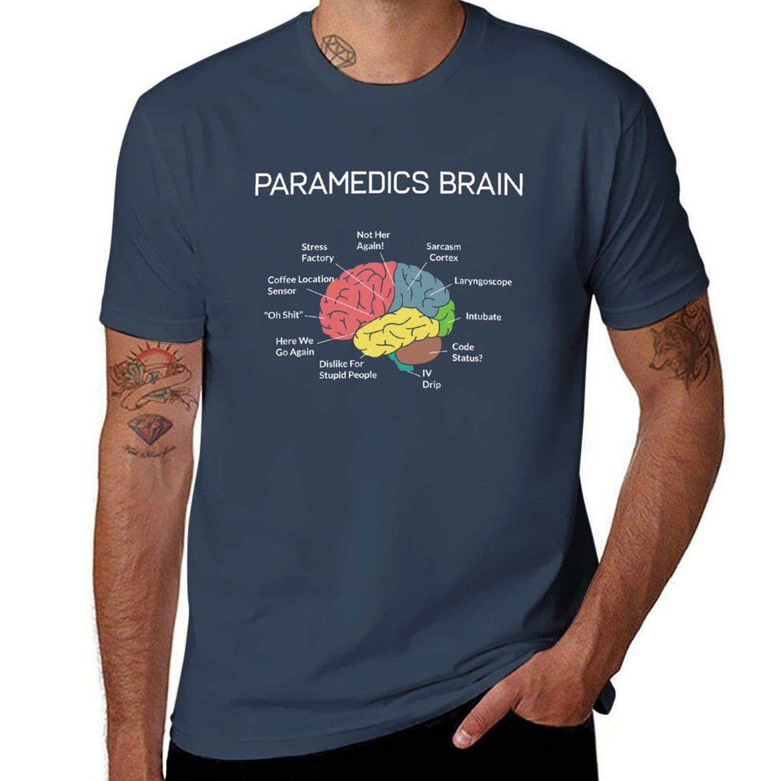 Paramedics Brain Funny Ems Emt Paramedic Thin White Line Tshirt Casual Everyday Wear Tshirt S