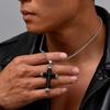 Luxe Natuurlijke Zwarte Onyx Kruis Ketting voor Mannen, Waterdichte Roestvrij Staal Kruis Hanger, Sieraden Cadeau voor Echtgenoot Vader Zoon