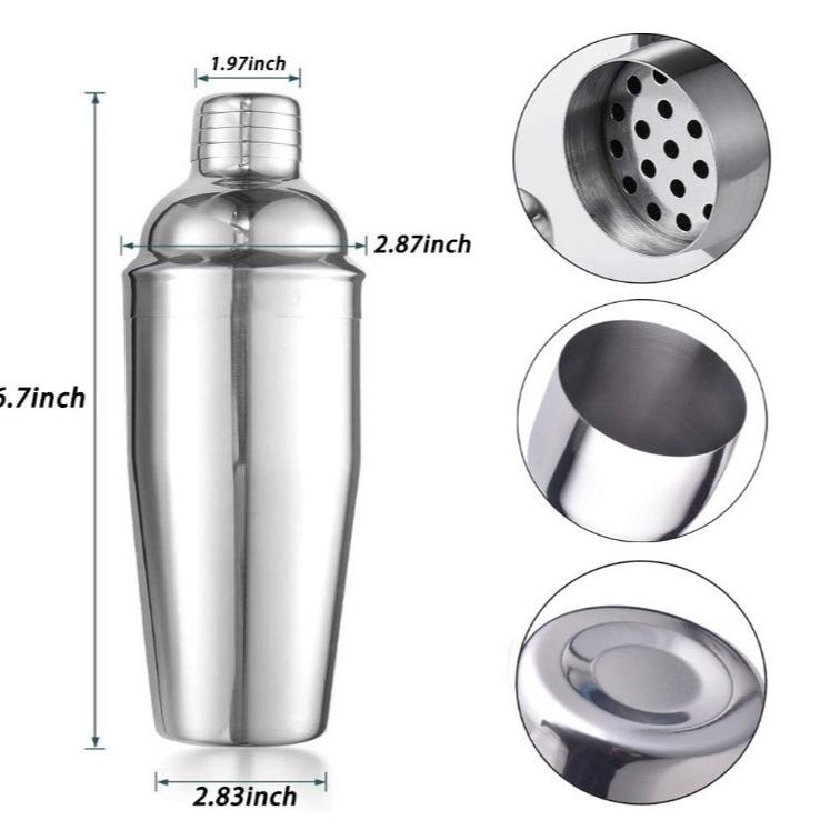 Stainless Steel 550ml Three-Piece Cocktail Shaker Set