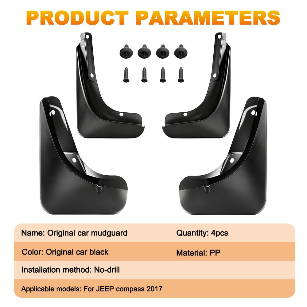 4PCS/SET Car Mud Flaps For Jeep Compass 2017-2025 for Hybrid Decorate Car Mud Flaps Mudguards Splash Guards
