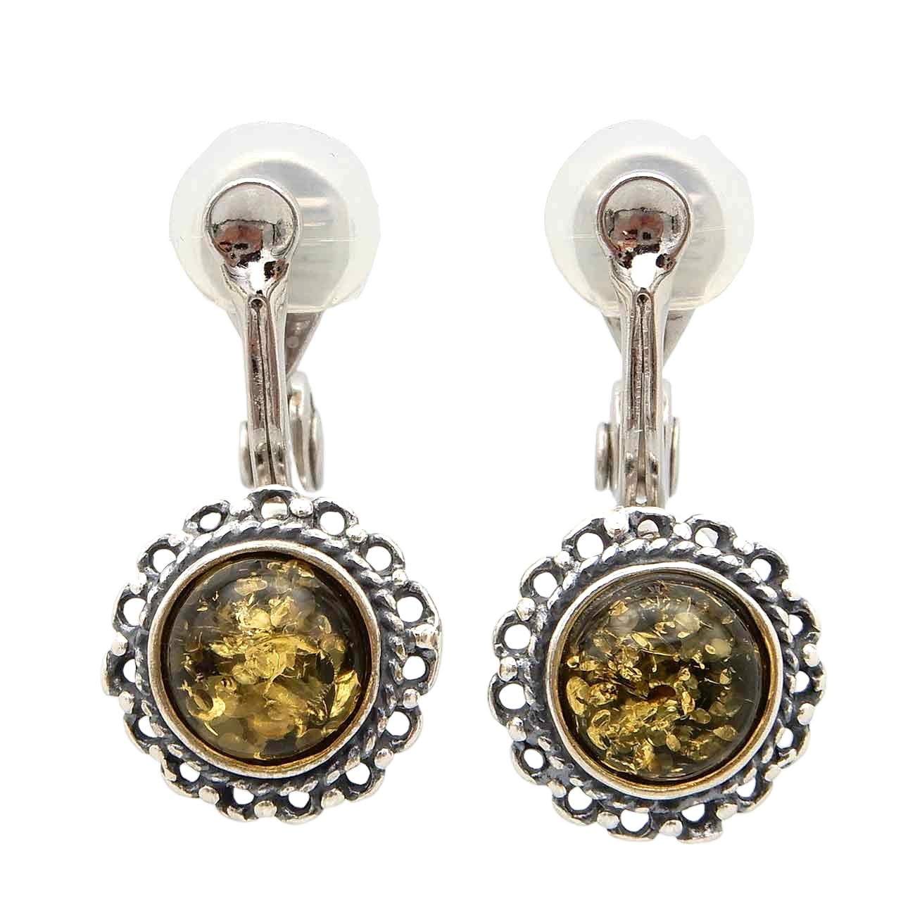 

Бурштинові сережки Набір перехідників для сережок Діаметр 12 мм Зелений бурштин Колір землі Срібло 925 Вироблено в Польщі Класичний Балтійський Унісекс Ні [Kohakuya] Жіночий зелений