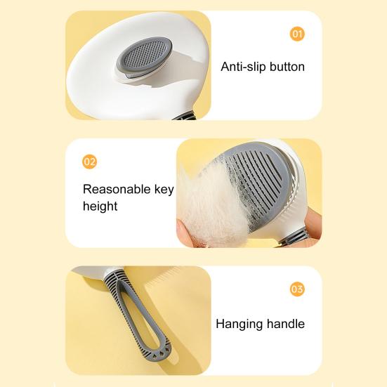 Self-Cleaning Cat Grooming Comb Stainless Steel Teeth Dog Detangling Comb with Anti-Slip Handle Deshedding Brush for Long Short Hair Pets