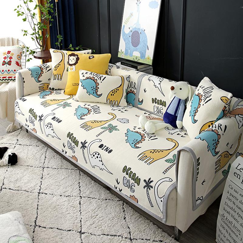 Nordic Simple Sofa Cushion Fabric Four Seasons Universal Light Luxury Milk Fiber Four Seasons Non-Slip Cushion Modern Sofa Cover