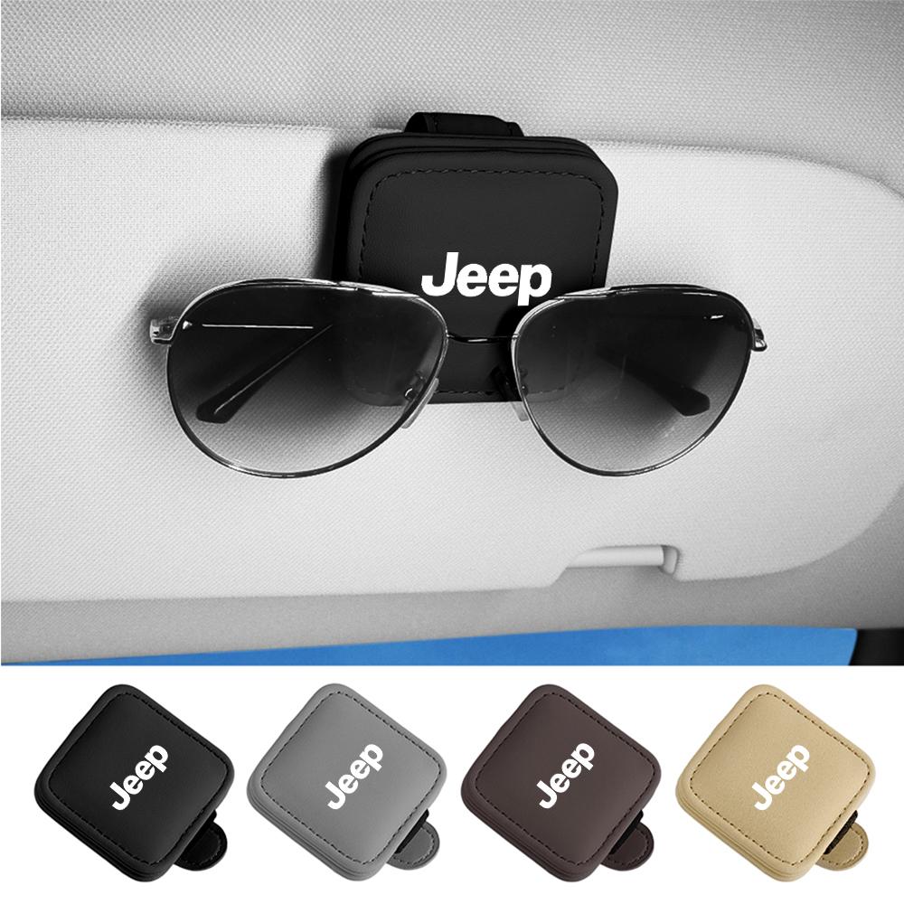 Car Sun Visor Glasses Clip Sunglasses Holder Card Organizer For Jeep Compass Renegade Grand Cherokee Wrangler Accessories Valve
