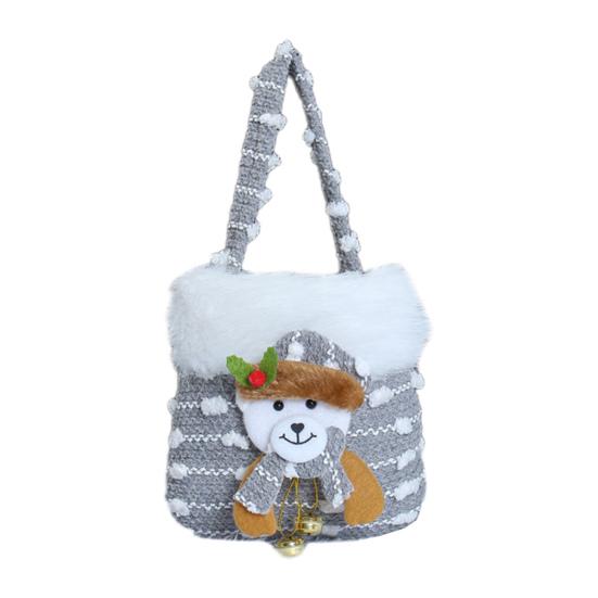 Plush Christmas Small Gift Bag 3D Snowman Santa Doll Fruit Candy Bag Christmas Eve New Year Tote Bag for Xmas Party Supplies
