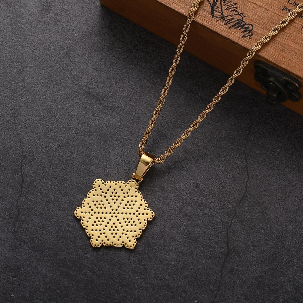 Halskette mit Schneeflocken-Anhänger: Hip-Hop-Schmuck mit Zirkon-Einlage aus Kupfer - Europäischer & Amerikanischer Stil, Weihnachts-Rapper-Accessoires.