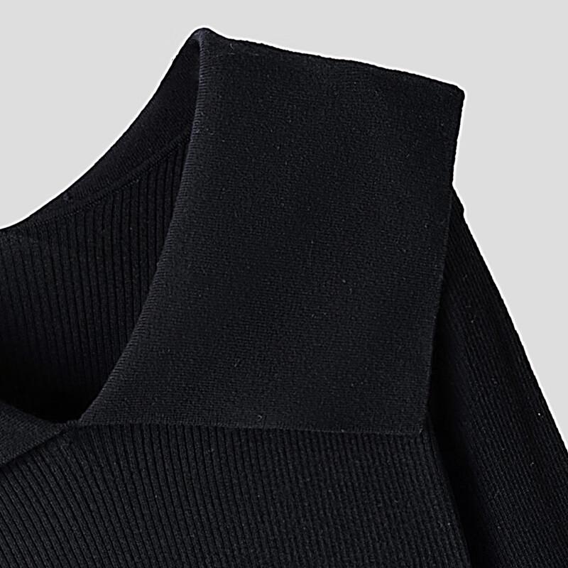 Women's Simple Long-Sleeve Polo Collar Knit Top