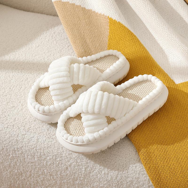 Slippers Women, Four Seasons Indoor Home Shoes, Soft Bottom Home Outside Slippers, Thick-soled Slippers, Cotton Slippers