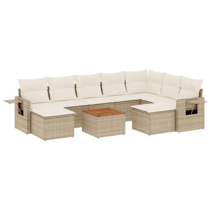 VidaXL Garden Lounge Set with Cushions 10 Pcs, Patio Sofas, Patio Furniture Set, Outdoor Furniture, Beige 3224847