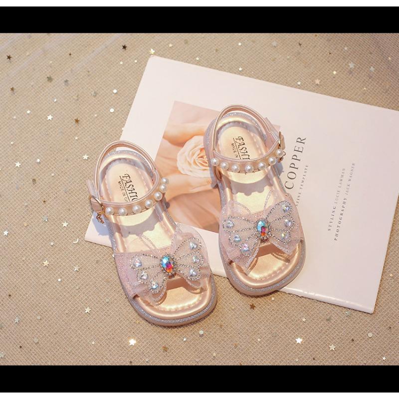 New bow diamond soft sole cute princess sandals for girls
