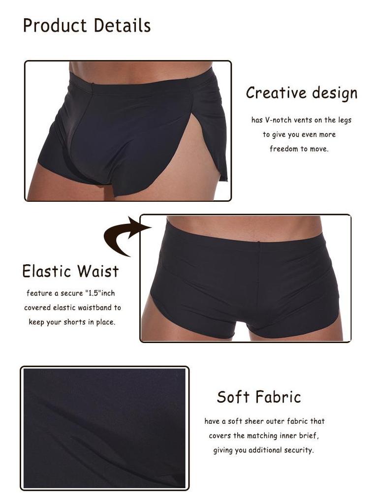 Pánské prodyšné spací šortky z ledového hedvábí s bočními rozparky